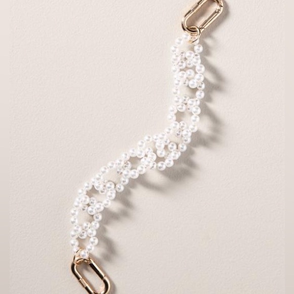 Anthropologie Accessories - Anthropologie Pearl Chain Bag Charm White Gold Trendy handBag Glam